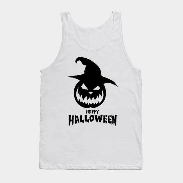 Happy Halloween With Black Scary Pumpkin Tank Top by anbartshirts